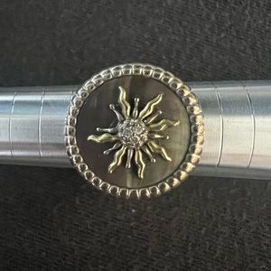 SLANE Silver Mother of Pearl and Diamond Solis ring with 18k